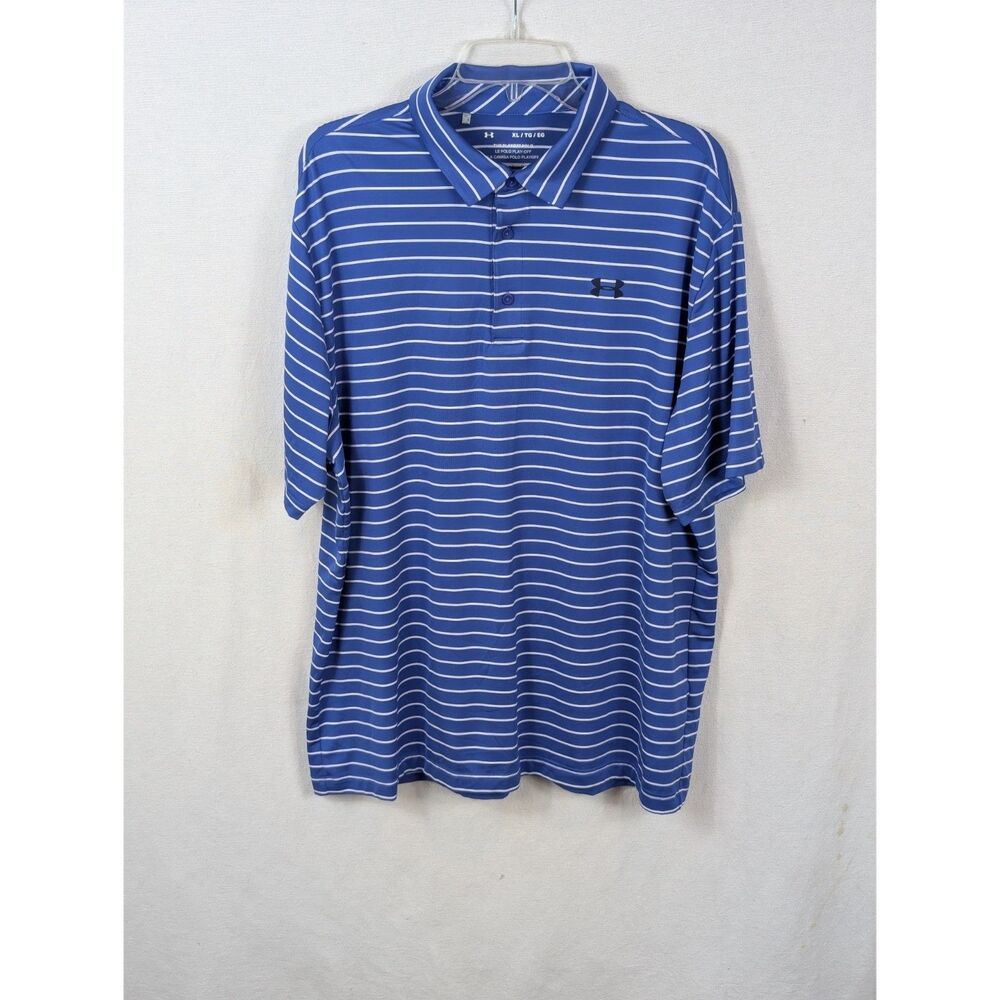 Under Armour The Playoff Polo Loose HeatGear Striped Polo Shirt Men's Size XL